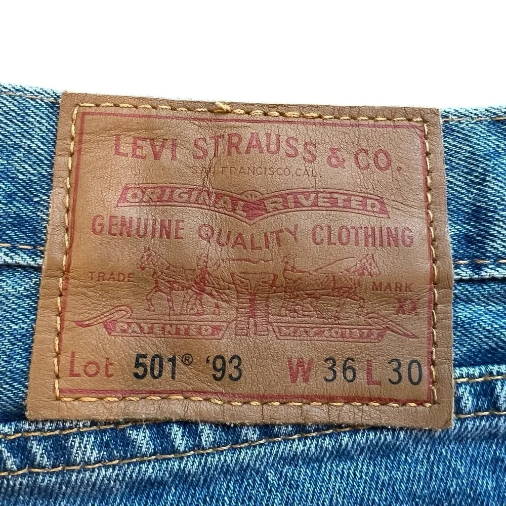 Levi's Premium 501 '93 Jeans Mens 36x30 Blue Straight Leg Button Fly 90s Fit